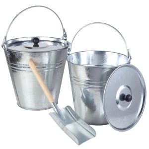 Westfalia Zinkeimer-Set, 5-teilig: Verzinkte Eimer (10L, 14L) mit Deckel und Schaufel für Garten & Haushalt.