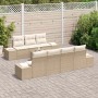 Beiges 8-tlg. vidaXL Garten-Sofa-Set aus Poly Rattan mit Tisch für Terrasse und Garten.