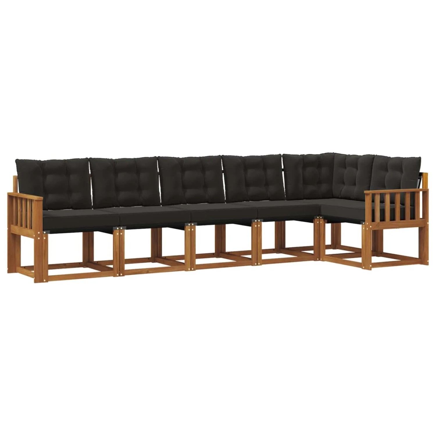 vidaXL Outdoor-Sofagarnitur mit Kissen 6-Tlg Natur und Schwarz 3368711