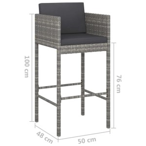 Graues 5-tlg. Gartenbar-Set von vidaXL mit Kissen aus Polyrattan. Ideal für Gartenmöbel.