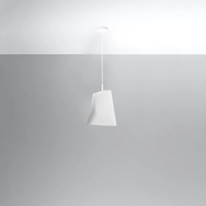Weißer Sollux Lighting Kronleuchter Blum 1 mit Stoffschirm, minimalistisches Design.