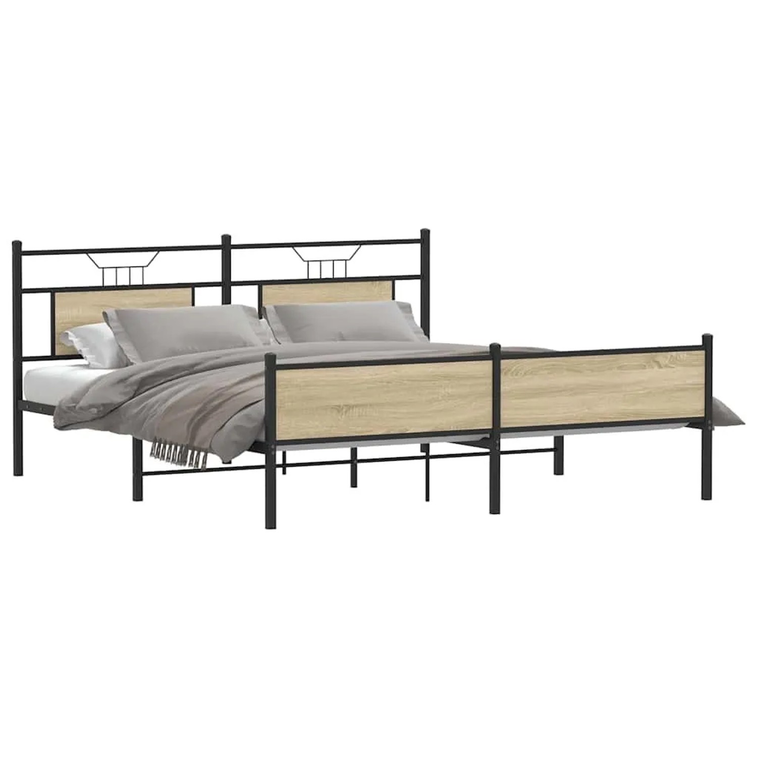 vidaXL Metallbett ohne Matratze Sonoma-Eiche 183x213 cm 3325126 günstig online kaufen