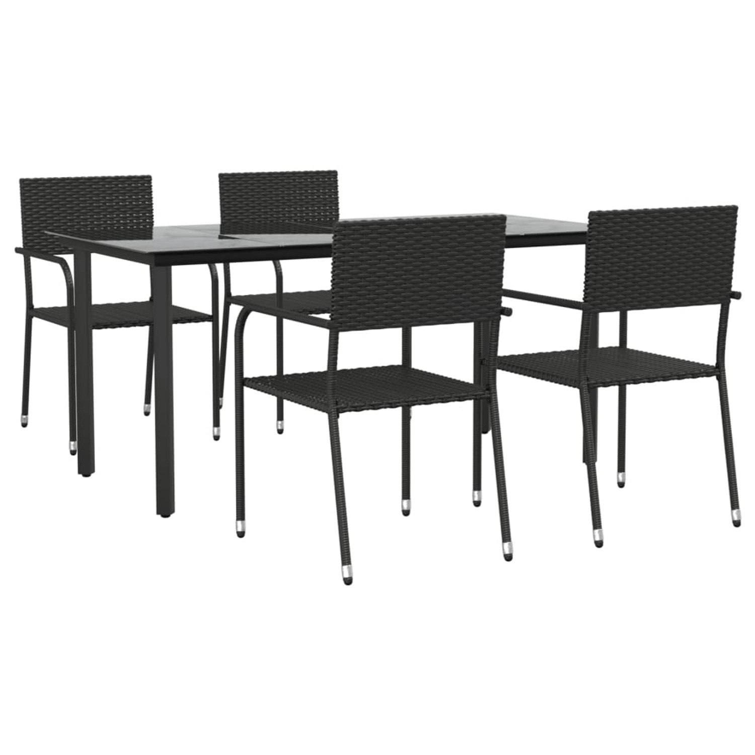 vidaXL 5-Tlg Garten-Essgruppe Schwarz Poly Rattan und Stahl 3203284 günstig online kaufen