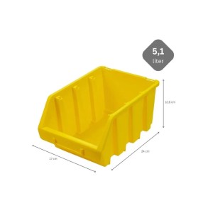 Gelbe PROREGAL Sichtlagerbox (17x24x12,6 cm) aus Polypropylen für Aufbewahrungssysteme.