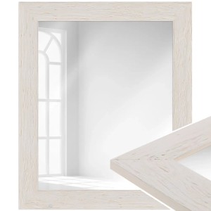Moderner Wandspiegel (60x80 cm) mit weißem Holzrahmen im Landhausstil.