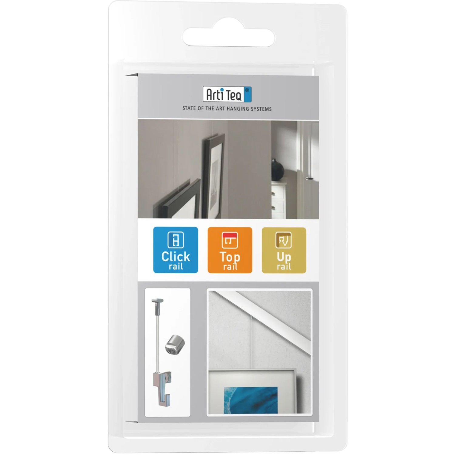 Artiteq Schrägstopper Set 4 kg für Bilderaufhängung an schrägen Wänden und Decken.