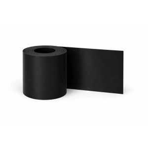 Schwarze HDPE Rasenkante/Beeteinfassung, 30 cm hoch, als Rolle. Flexibel für Gartenwege und Beete.