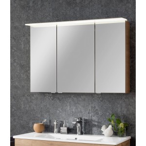Fackelmann Spiegelschrank B.Perfekt Asteiche 100 cm mit Beleuchtung über Waschbecken.