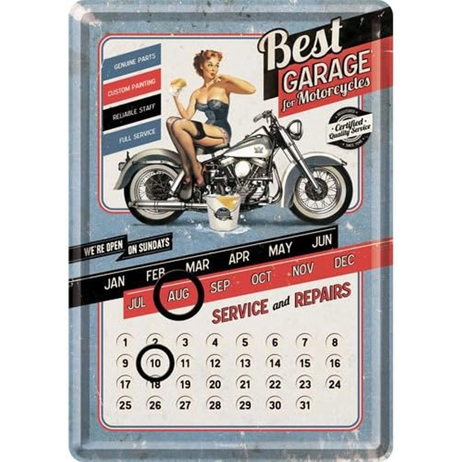 Nostalgic-Art Blechpostkarte/Tischkalender - Biker's Corner Best Garage, günstig online kaufen