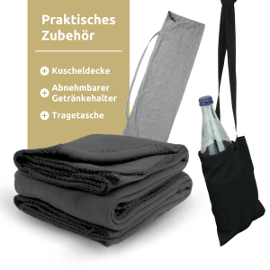 deluxe4home Hängesessel Zubehör: Kuscheldecke, Getränkehalter, Tragetasche