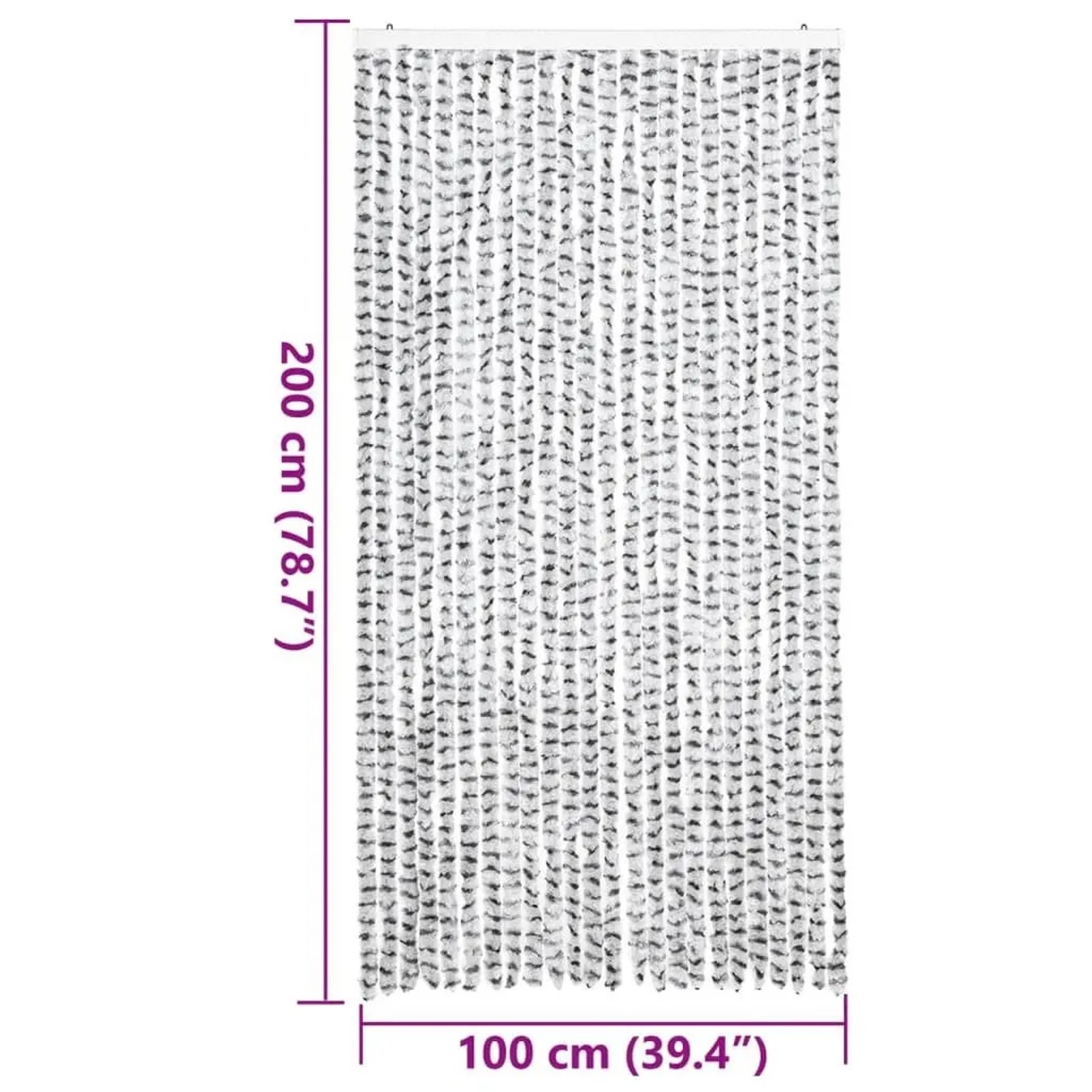 vidaXL Fliegenvorhang Hellgrau und Dunkelgrau 100x200 cm Chenille 377397_7