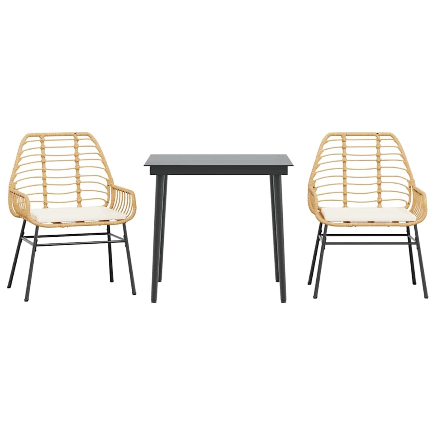 vidaXL 3-Tlg Garten-Essgruppe mit Kissen Braun Poly Rattan Glas 3334457 günstig online kaufen