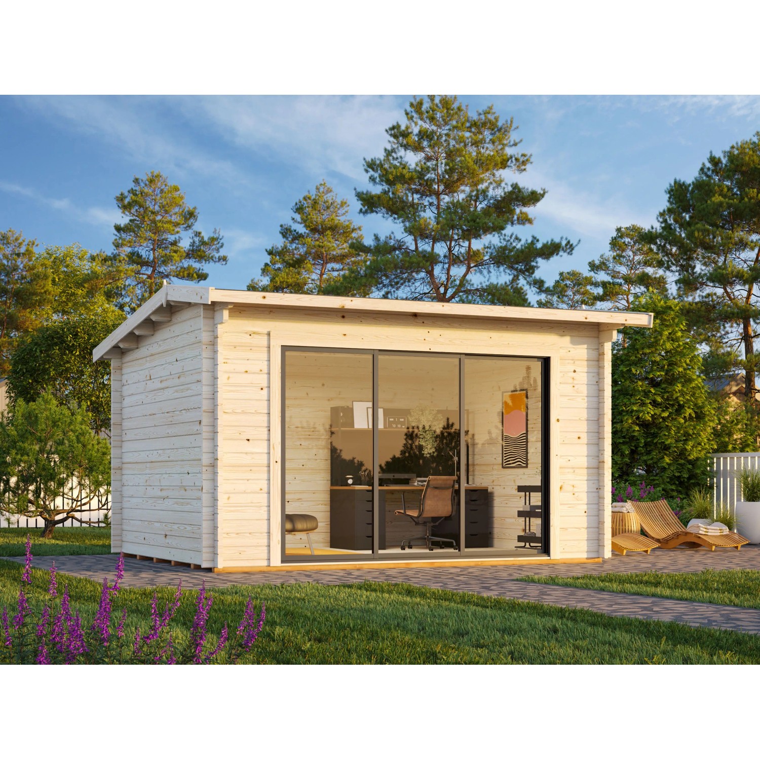 Palmako Gartenhaus Ines Slide 390 x 300 cm Lackiert Grau-Anthrazit FSC® günstig online kaufen