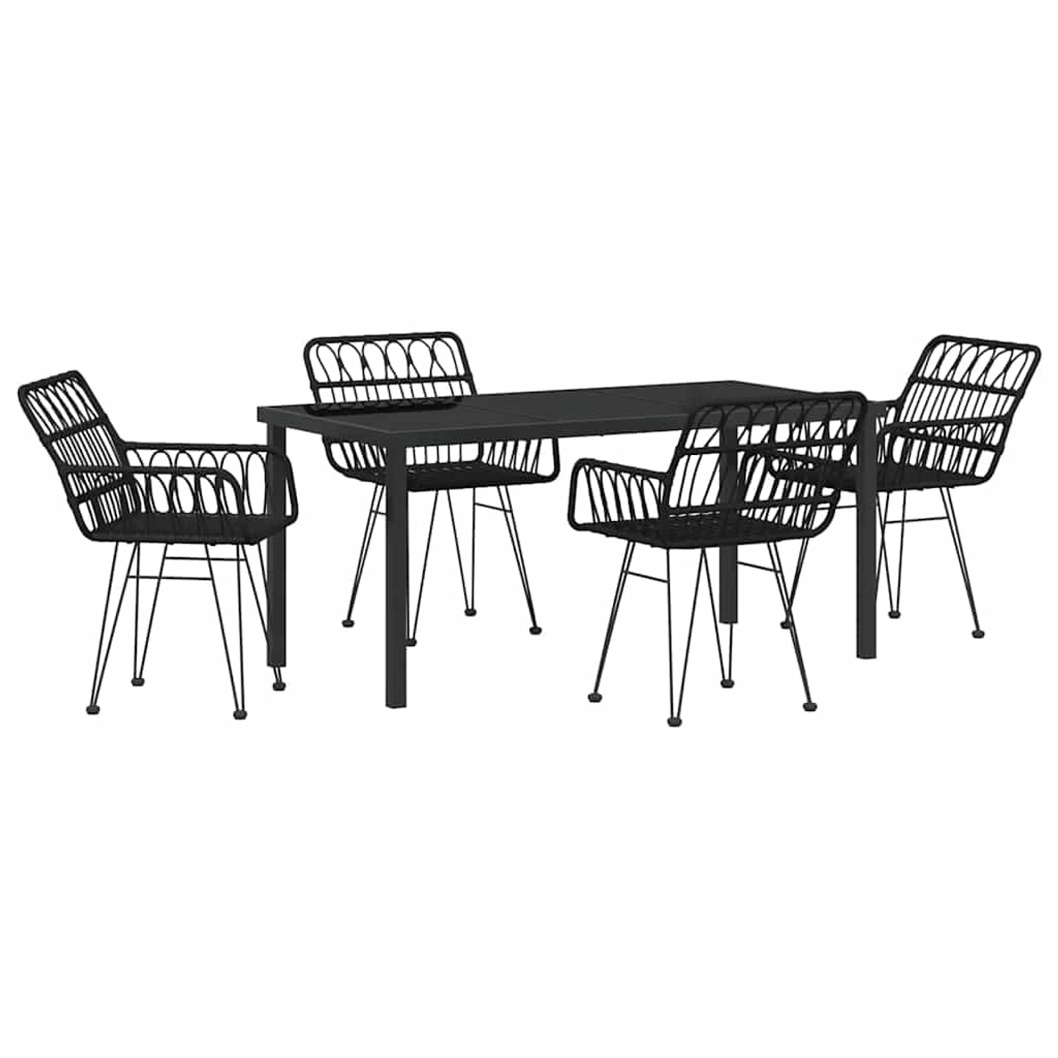 vidaXL Garten Essgruppe 5-Tlg Schwarz Poly Rattan 3379187 günstig online kaufen