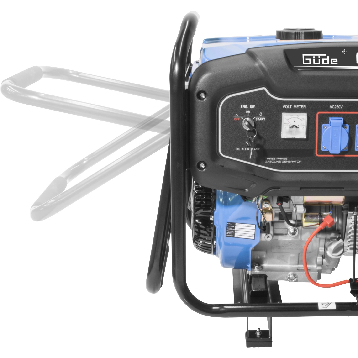 Güde Stromerzeuger GSE 6701 RS Benzin, 4-Takt-Motor, 2x 230V, 1x 400V Anschluss, Reversierstarter.