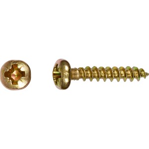 Gelb verzinkte Spanplattenschraube 4,5x20 mm mit Halbrundkopf und PZ-Antrieb, 20 Stück.