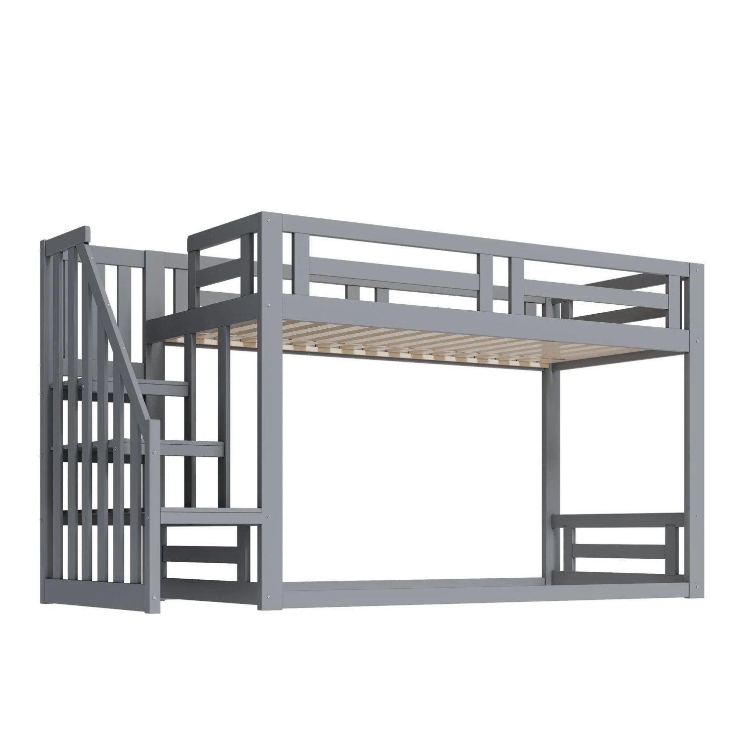 Merax Kinderbett 90x200cm Massivholz Etagenbett Grau