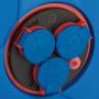 Detailaufnahme der blauen Brennenstuhl Baustellen-Kabeltrommel mit 3 IP44 Schutzkontakt-Steckdosen.
