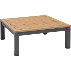 Quadratischer Gartentisch Bonlee aus Eukalyptusholz und Aluminium, 71,5x71,5 cm.