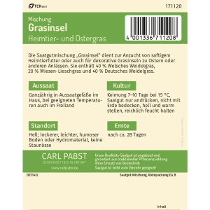 Pabst Keimkraft Grasinsel Saatgut für Heimtier- und Ostergras, Packung.