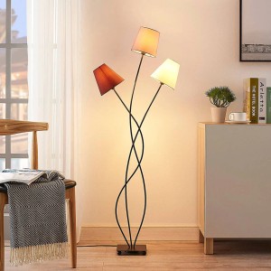 Lindby Stehlampe Melis, creme, 3-flammig. Textil-Leuchte für Wohnzimmer & Schlafzimmer.