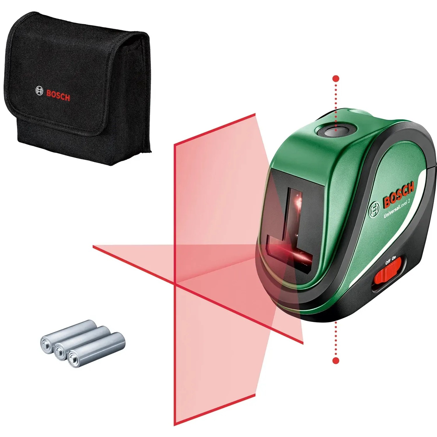 Bosch Kreuzlinienlaser UniversalLevel 2 Laserkreuz + Integrierte Lotpunkte