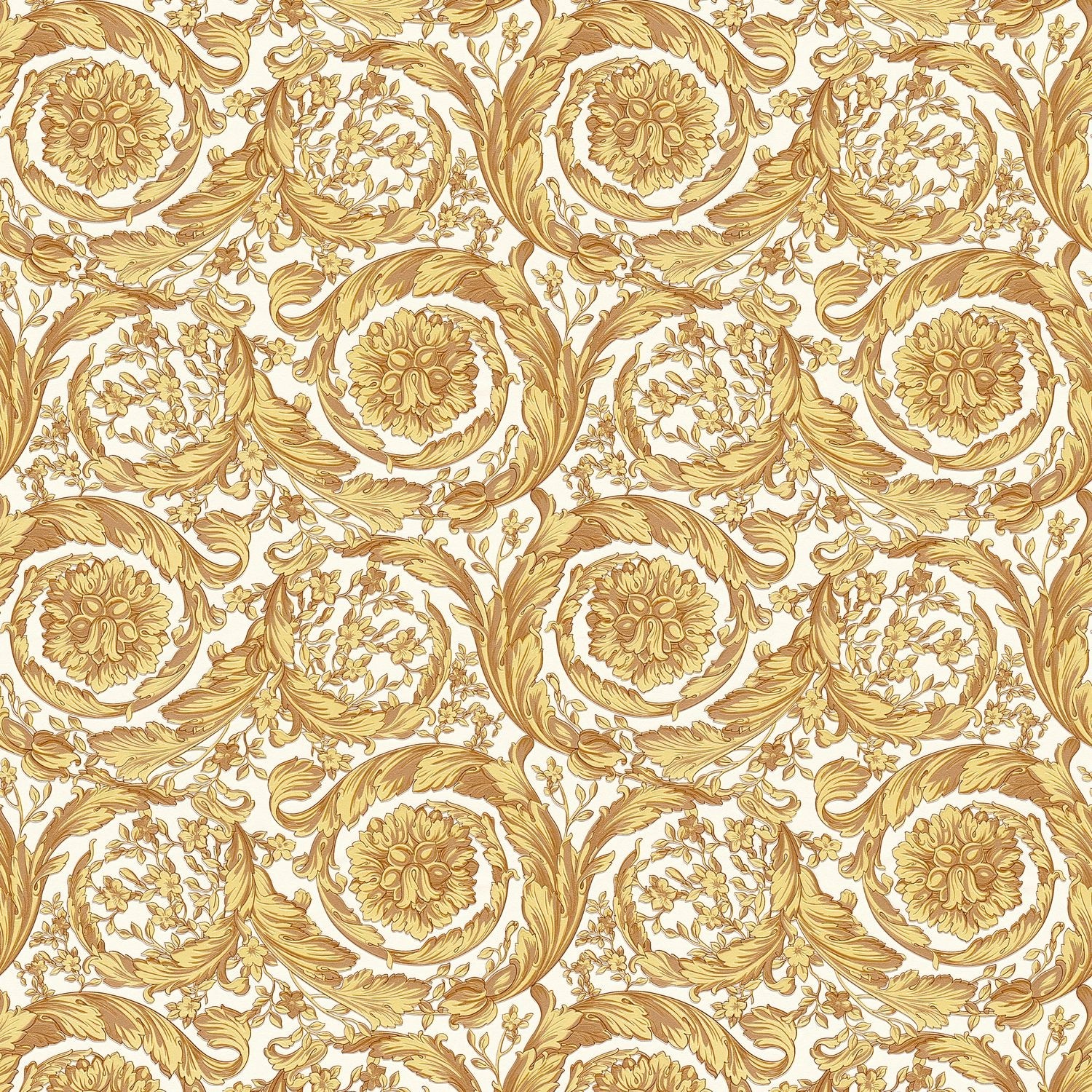 PROFHOME 366925-GU Luxus Tapete Barock schimmernd Gold Gelb Beige 7,035 m2 günstig online kaufen