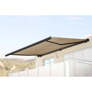 MCW Elektrische Kassettenmarkise H122 4x3m Polyester Creme Rahmen Anthrazit
