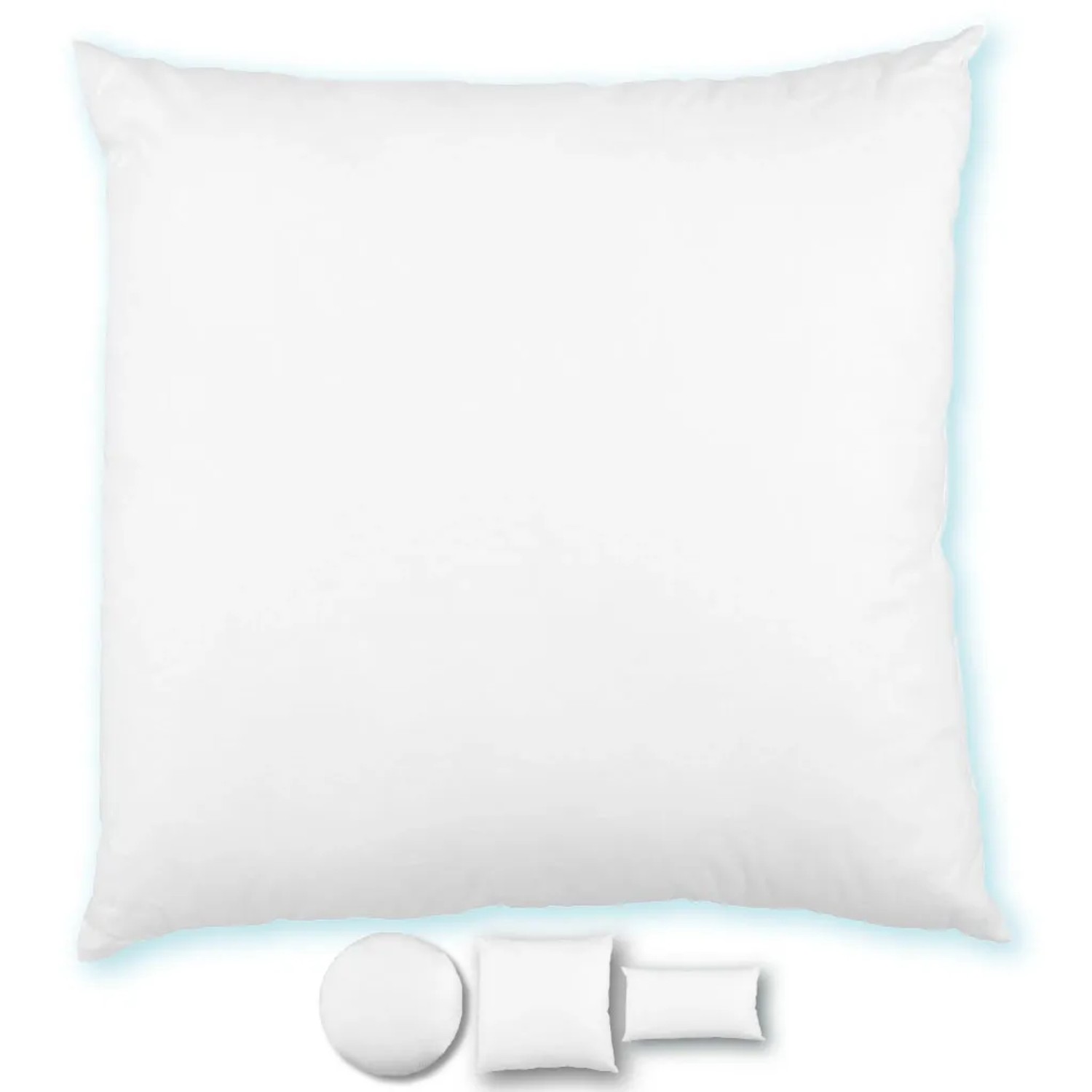 Weißes Arsvita Kissenfüllung 50x50 cm aus Premium Polyester, verschiedene Formen im Überblick.