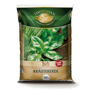 Thomasan Bio Kräutererde 10L: Sack mit Erde und Basilikum, torffrei für Anzucht.