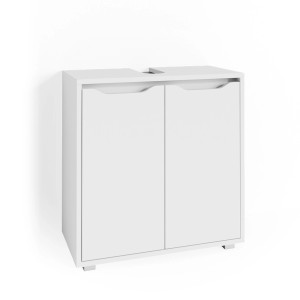 Weißer Vicco Waschbeckenunterschrank Ruben, 60 cm breit, mit zwei Türen für Bad & WC.