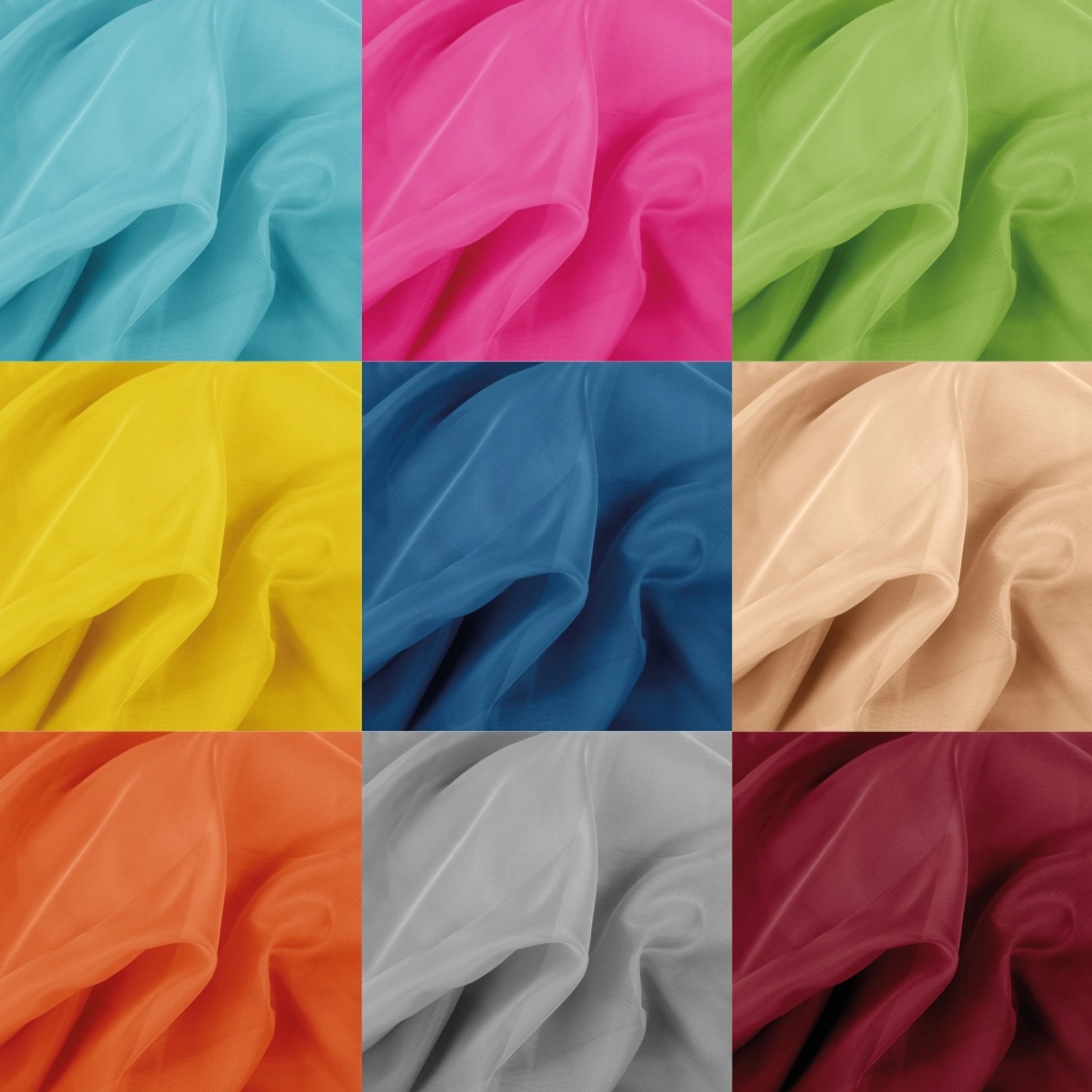 Farbmuster: Bestlivings Ösenschal Noella Transparent in verschiedenen Farben.