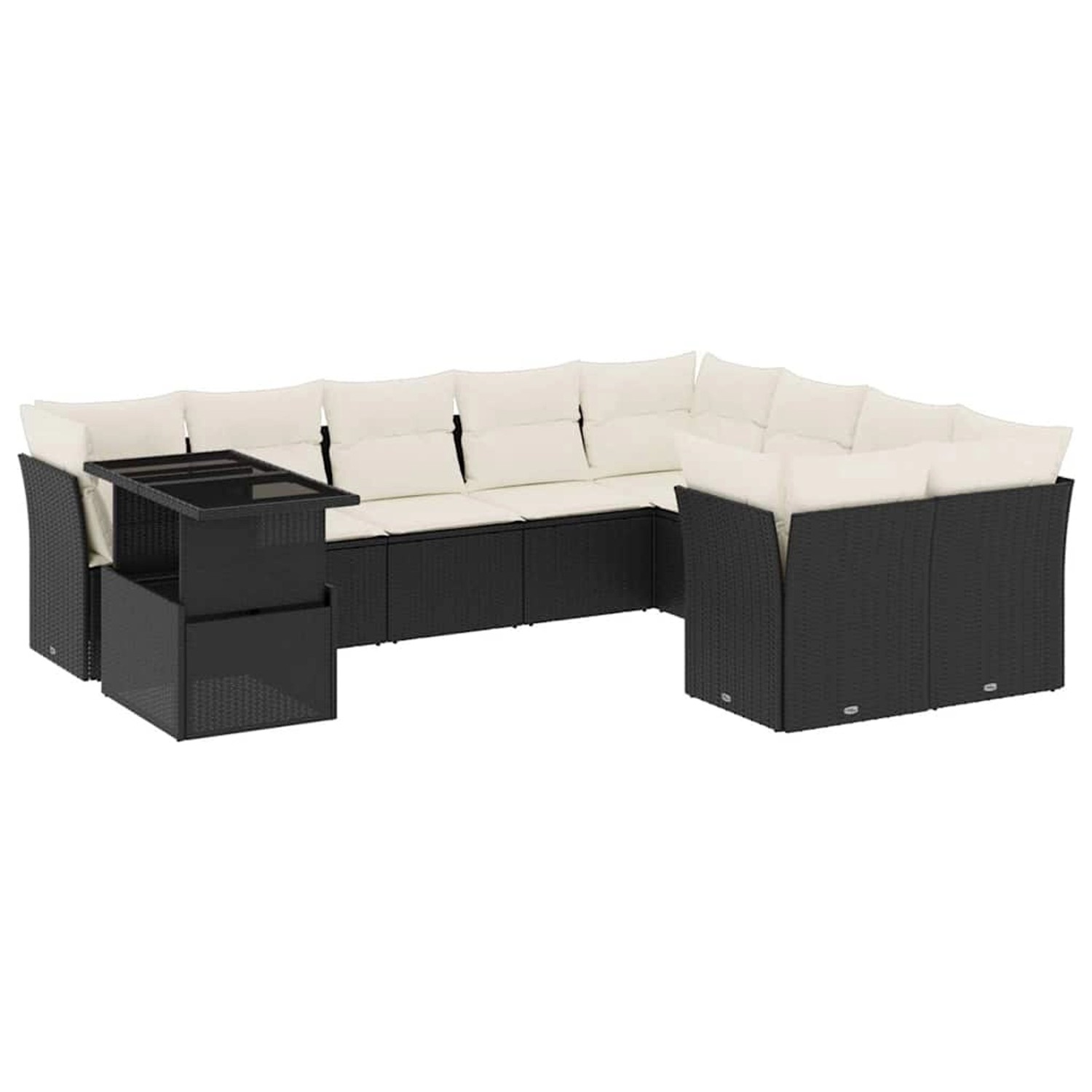 vidaXL 10-Tlg Garten-Sofagarnitur mit Kissen Schwarz Poly Rattan 3266846 günstig online kaufen