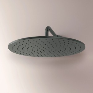 Runde, graue Ideal Standard Kopfbrause Idealrain Atelier (Ø400 mm) mit feinen Düsen.