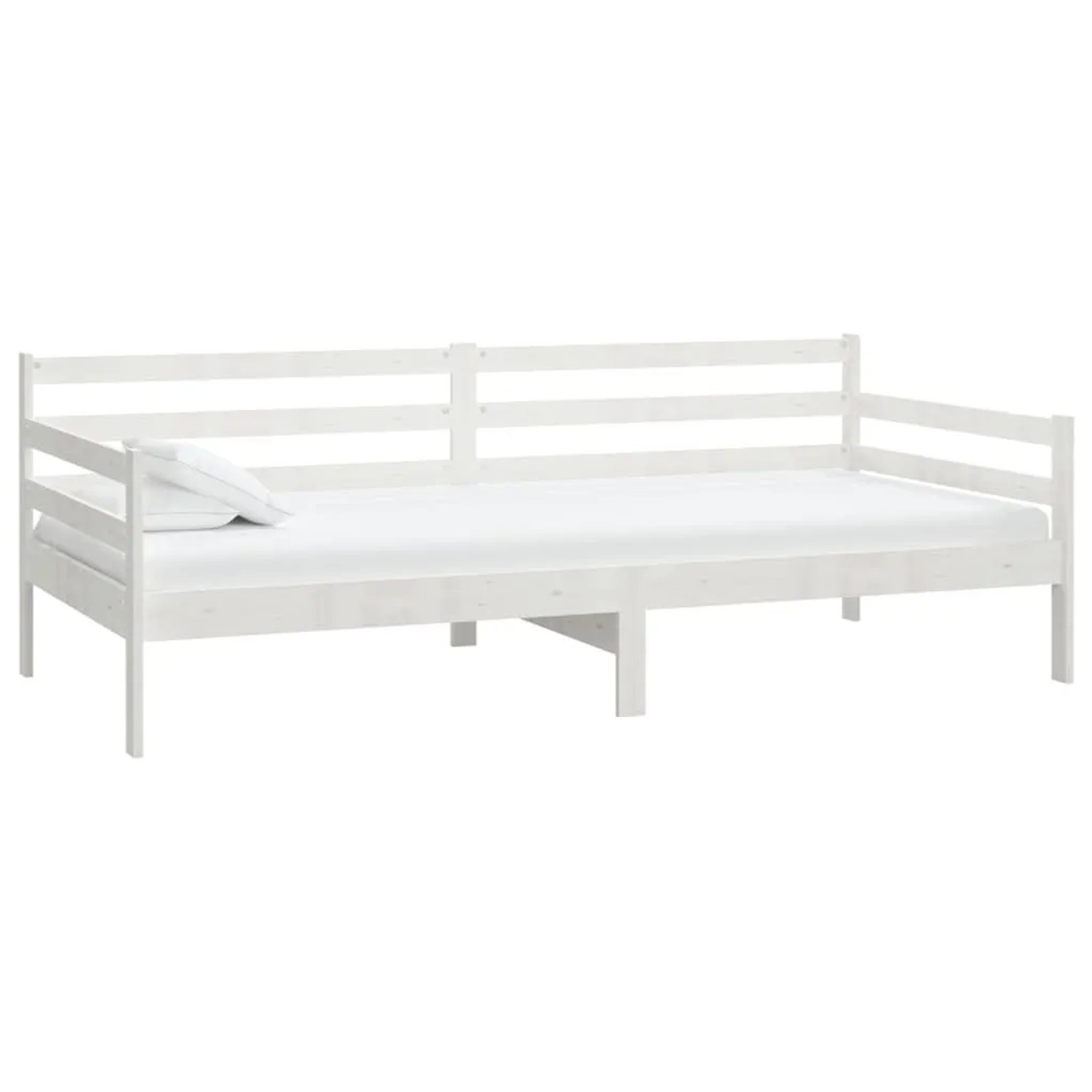 vidaXL Tagesbett mit Matratze 90x200 cm Weiß Kiefer Massivholz 3083580