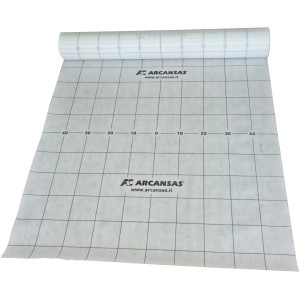 Arcansas Abdichtungsbahn PE-Vlies, 1 m Rolle mit Zentimeteraufdruck für Fliesenzubehör.