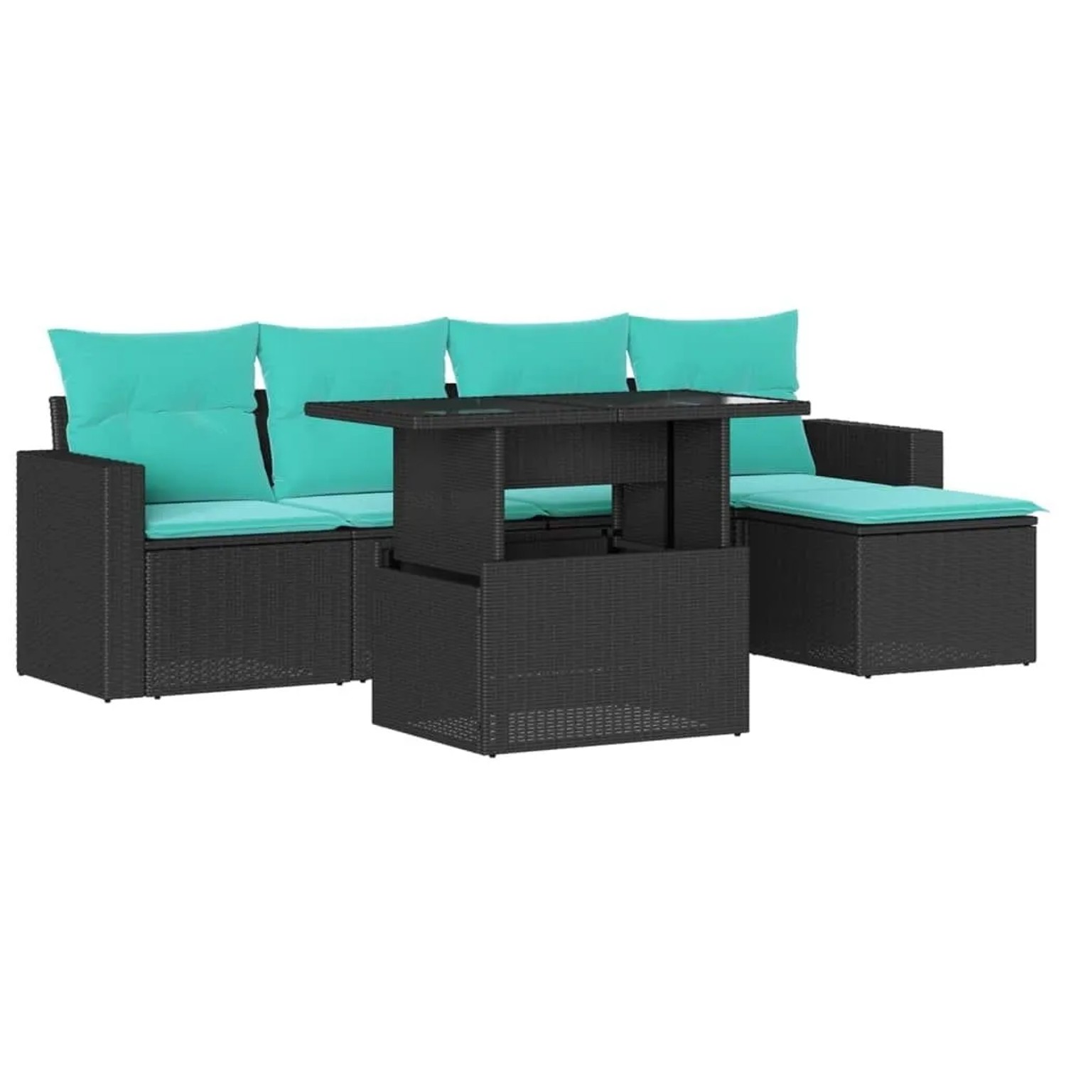 vidaXL 6-Tlg Gartensofa-Set mit Kissen Schwarz Polyrattan 3267237 günstig online kaufen