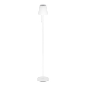 Weiße EGLO Solar LED Stehleuchte SCORDIANO mit Zugschalter, ideal für Garten & Terrasse.
