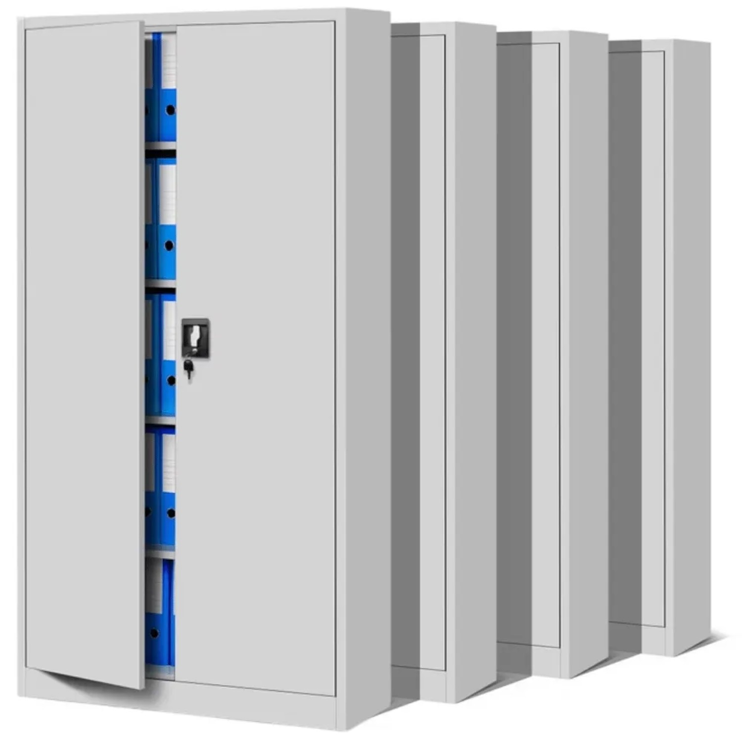 DELUKE Aktenschrank Abschließbar 4er Set KADO 195 x 90 x 40 cm Grau