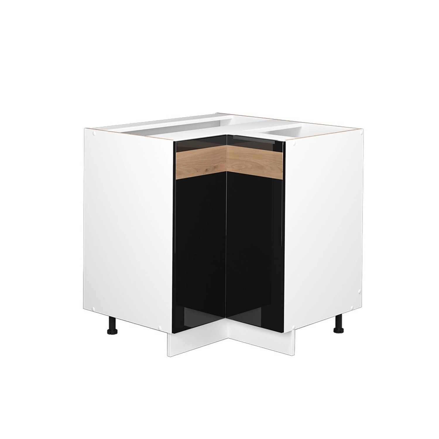 Vicco Eckunterschrank Fame-Line Schwarz-Eiche Hochglanz/Weiß 81 cm ohne Arb günstig online kaufen
