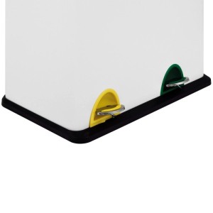 Weißer Svita TC2Combo35 Treteimer mit gelbem und grünem Pedal für 35 Liter Mülltrennung. Ideal für die Küche.