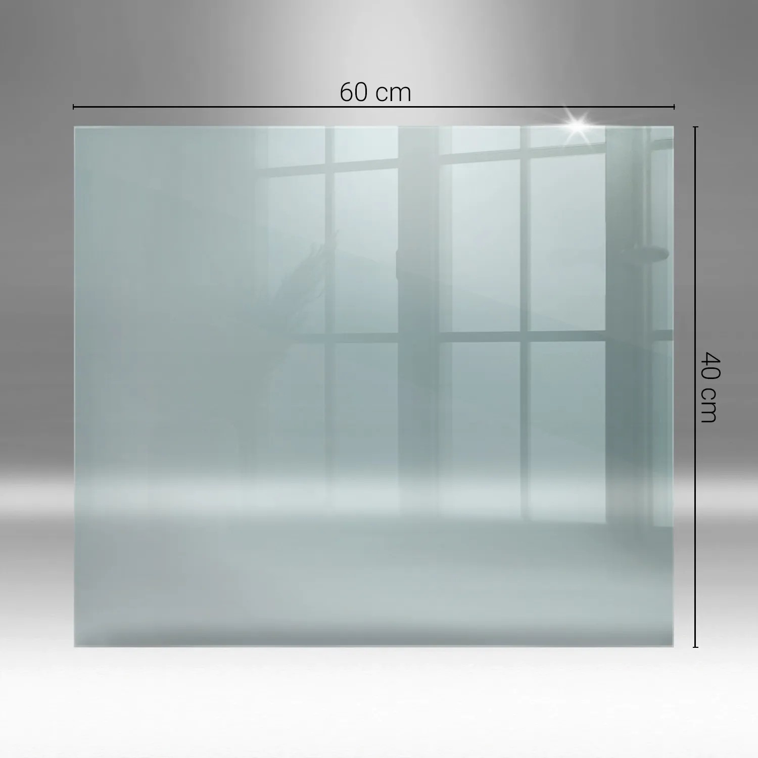 Transparente, rechteckige Tulup Glasplatte 60x40 cm als Funkenschutz für Kamin & Ofen. Gehärtetes Glas für Bodenschutz.