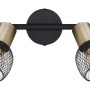 Globo Deckenstrahler Fiastra, 2-flammig, schwarz/altmessing, mit Metallgitterschirmen.