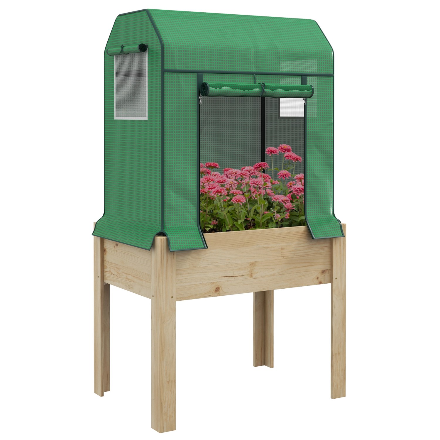 Thumbnail - Outsunny Hochbeetkasten PE Tannenholz 86L x 60B x 165H cm