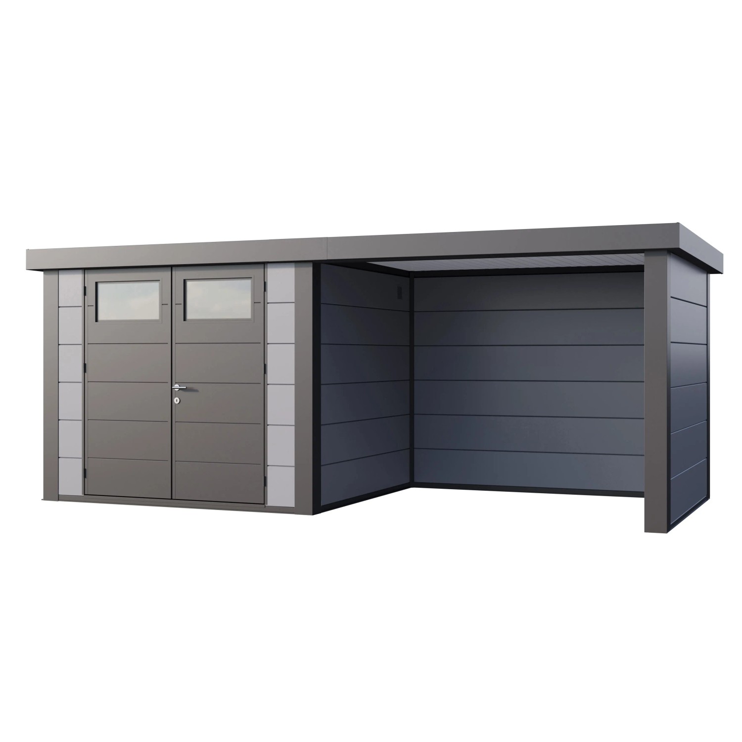 Gerätehaus Classico 2724 mit Lounge S Rechts 552 cm x 238 cm Hellgrau günstig online kaufen