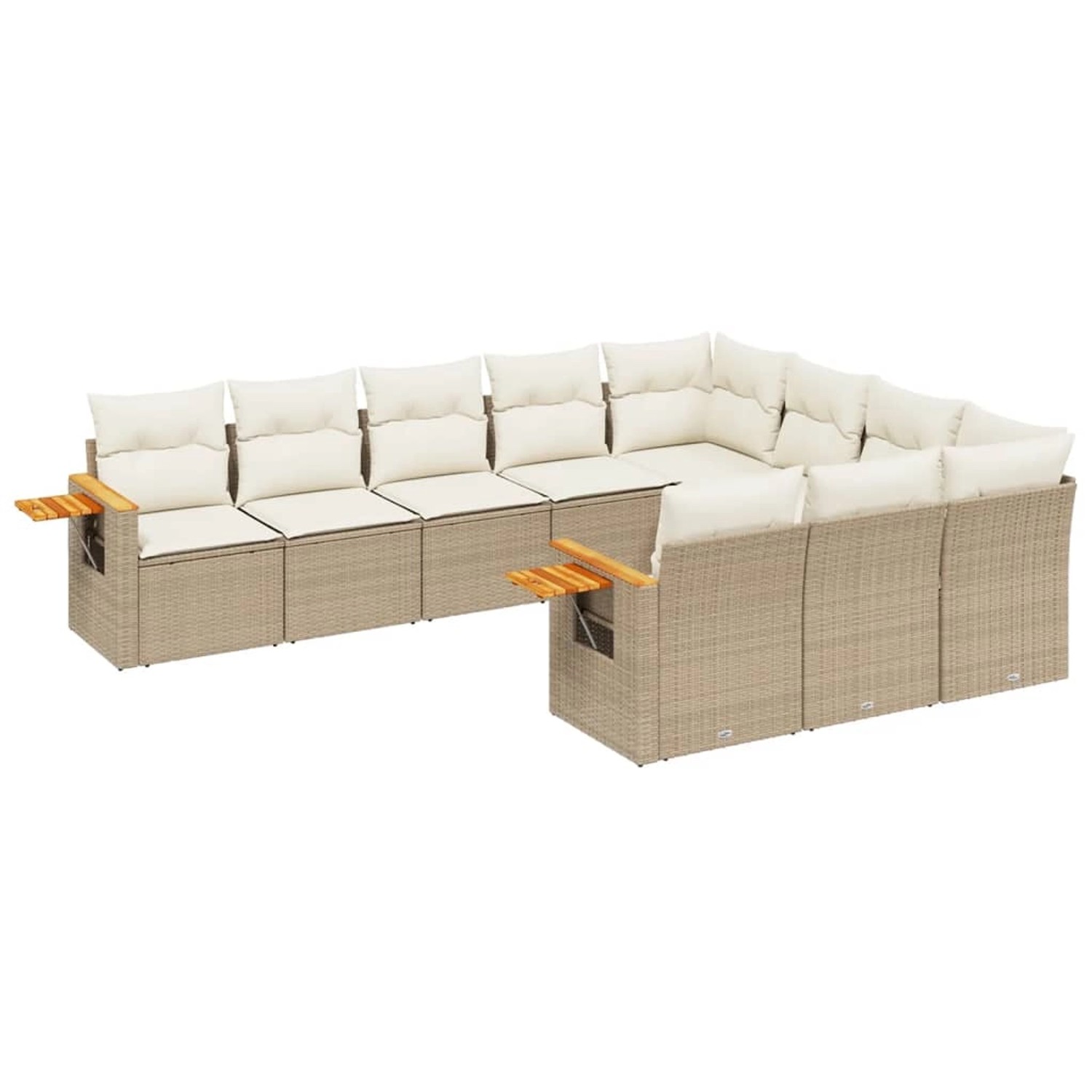vidaXL 10-Tlg Garten-Sofagarnitur mit Kissen Beige Poly Rattan 3227178 günstig online kaufen