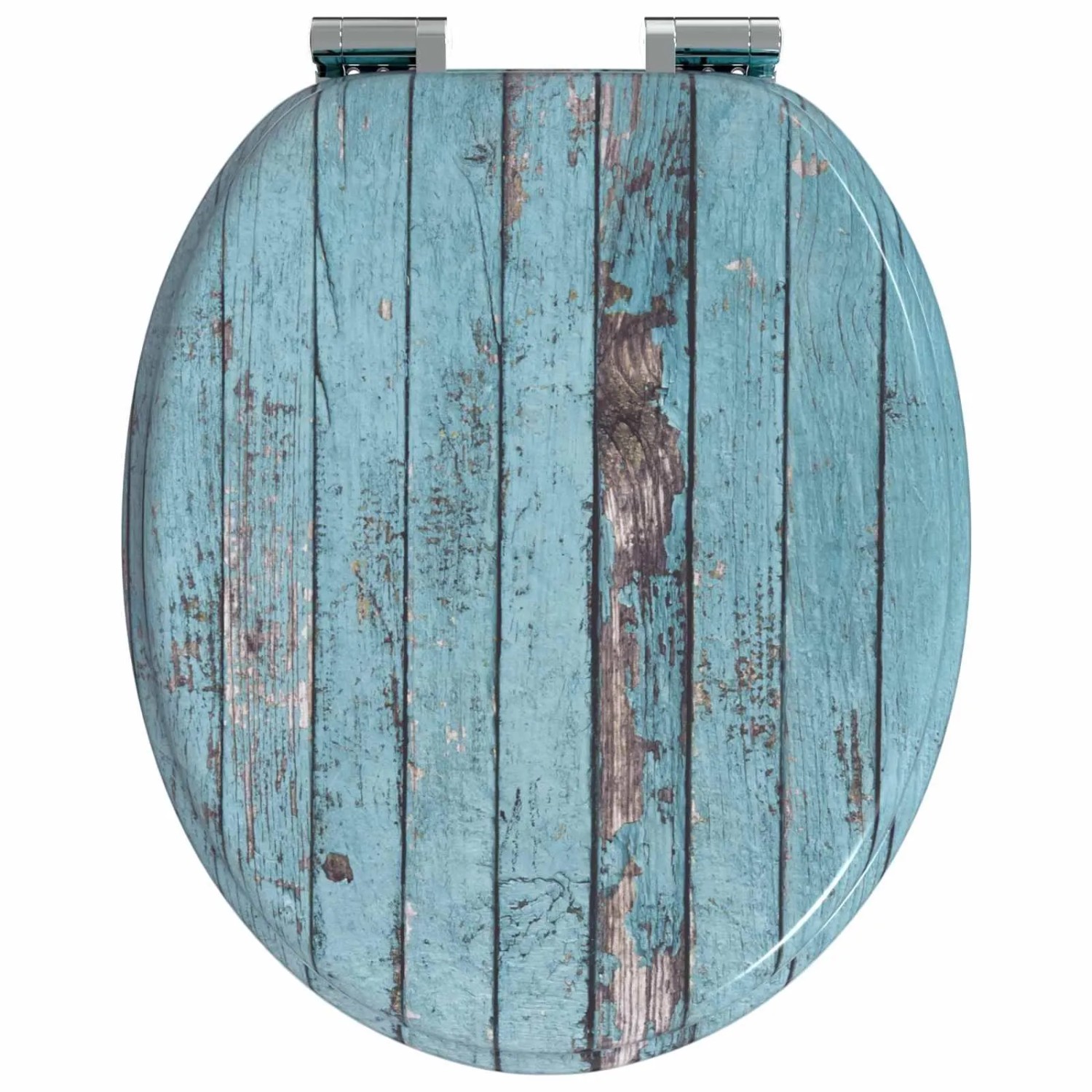 Blauer WC-Sitz mit Soft-Close-Funktion und Holz-Optik von vidaXL, 44x38 cm.