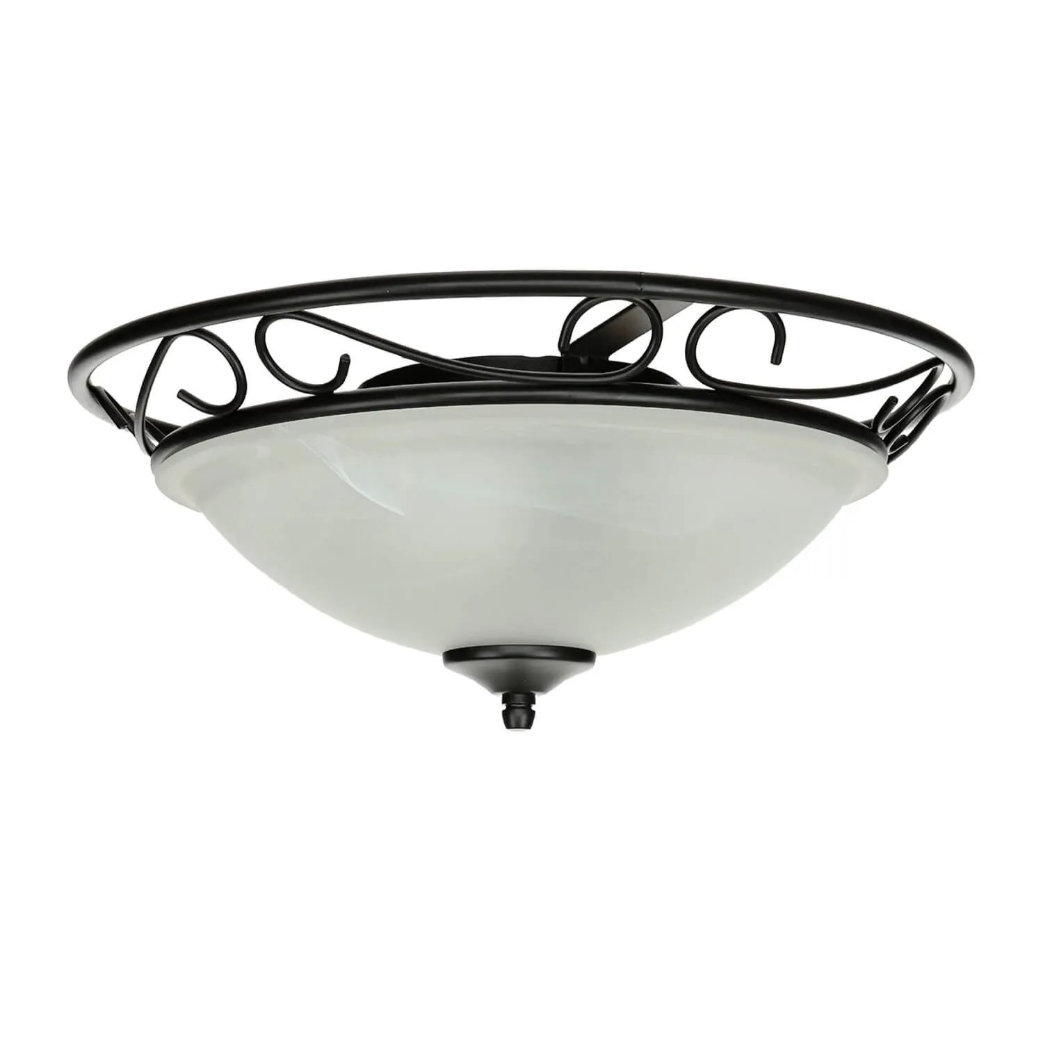 EASYLIGHT Deckenlampe Schwarz Weiß Ø 38 cm Rund 2x E27 Metall Glas Rustikal