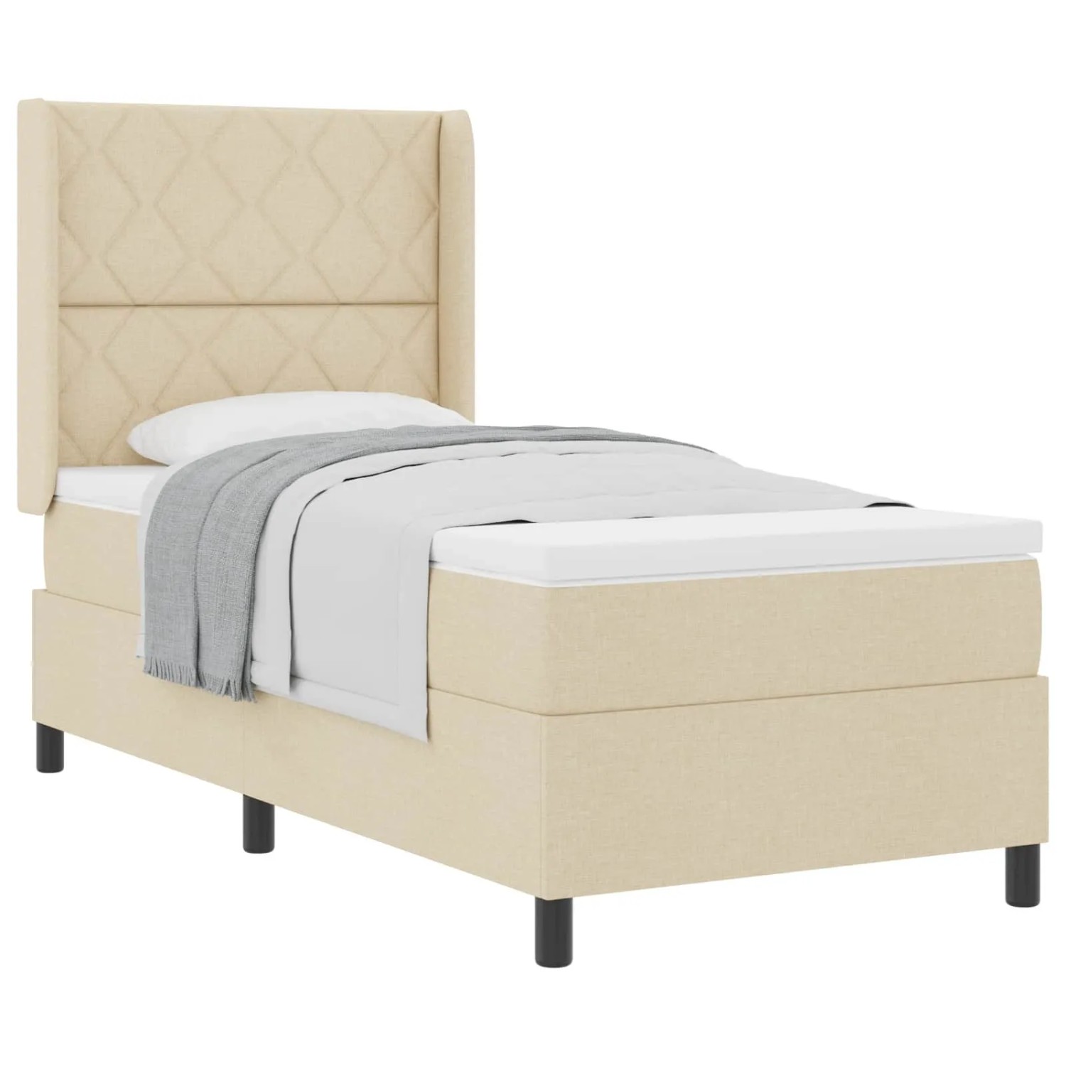 vidaXL Boxspringbett mit Matratze Creme 200 x 100 cm Stoff 3341698