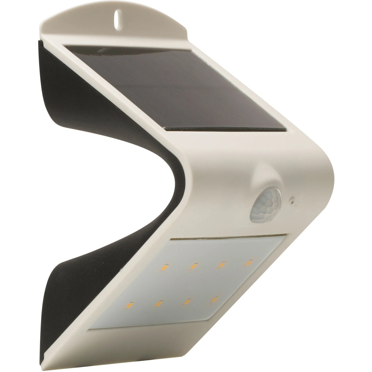 Weiße LED Solar-Wandleuchte Butterfly mit Sensor, 220 Lumen, ideal für den Außenbereich.